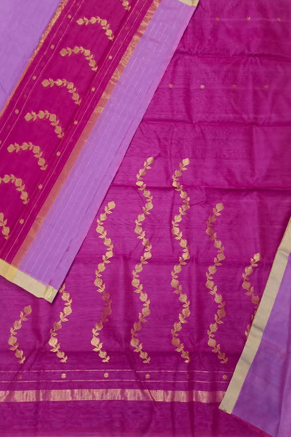 Chanderi silk dress material 3 piece chanderi silk suit material with  handblock print firoza code 8