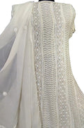 Dyeable Hand Embroidred Chikankari Pure Georgette Anarkali Unstitched Suit Set With Mukaish Work - Luxurion World