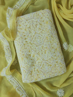 Stunning Yellow Chikankari Georgette Suit Set with Hand Embroidery - Luxurion World