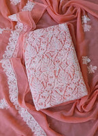 Stunning Pink Chikankari Georgette Suit Set with Hand Embroidery - Luxurion World