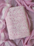 Stunning Pink Chikankari Georgette Suit Set with Hand Embroidery - Luxurion World