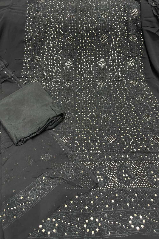 Elegant Black Chikankari Georgette Suit with Mukaish Work - Luxurion World