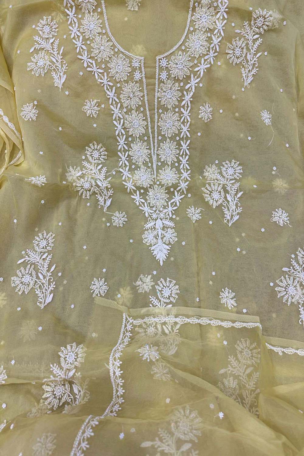 Indian Heavy Embroidered Chikankari Off white Straight Party wear Kurta  Pant set | eBay