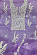 Elegant Purple Chikankari Organza Suit: Hand Embroidered Two Piece Set - Luxurion World