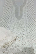 Elegant Hand Embroidered Georgette Unstitched  Suit: Dazzling Dyeable Chikankari Mukaish Work - Luxurion World