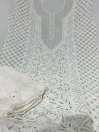 Elegant Hand Embroidered Georgette Unstitched  Suit: Dazzling Dyeable Chikankari Mukaish Work - Luxurion World