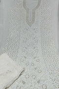 Elegant Hand Embroidered Georgette Unstitched Suit: Dazzling Dyeable Chikankari Mukaish Work - Luxurion World