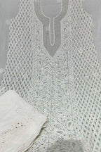 Elegant Georgette Unstitched Suit Set with Dazzling Dyeable Chikankari Mukaish Work - Luxurion World