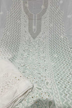 Elegant Hand Embroidered Georgette Unstitched Suit: Dazzling Dyeable Chikankari Mukaish Work - Luxurion World
