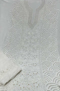 Dazzling Dyeable Chikankari Mukaish Work: Exquisite Georgette Unstitched Suit Set ! - Luxurion World