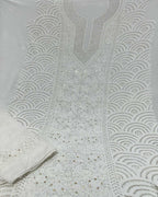 Dazzling Dyeable Chikankari Mukaish Work: Exquisite Georgette Unstitched Suit Set ! - Luxurion World
