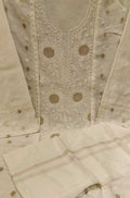 Dyeable Hand Embroidered Chikankari Chanderi Silk Two Piece Unstitched Suit Set - Luxurion World