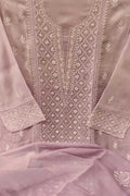 Purple Chikankari Hand Embroidered Chanderi Silk Two Piece Unstitched Suit Set - Luxurion World
