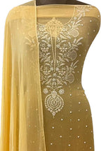 Exquisite Yellow Chikankari Chiffon Suit Set: Handcrafted Elegance - Luxurion World