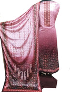 Pink Digital Printed Velvet Three Piece Unstitched Suit Set - Luxurion World