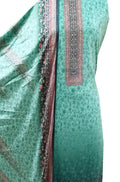 Green Digital Printed Velvet Three Piece Unstitched Suit Set - Luxurion World