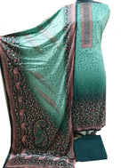 Green Digital Printed Velvet Three Piece Unstitched Suit Set - Luxurion World