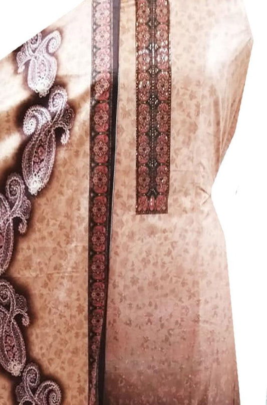 Pastel Digital Printed Velvet Three Piece Unstitched Suit Set - Luxurion World