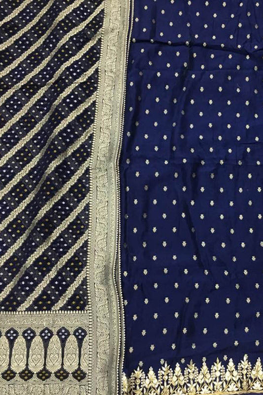 Blue Gota Patti Work Banarasi Dola Silk Suit
