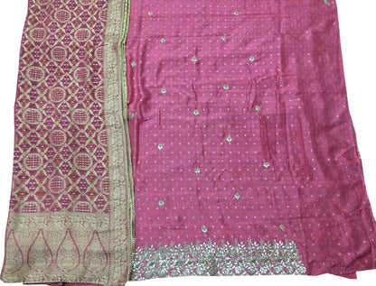 Pink Gota Patti Work Banarasi Dola Silk Suit - Luxurion World