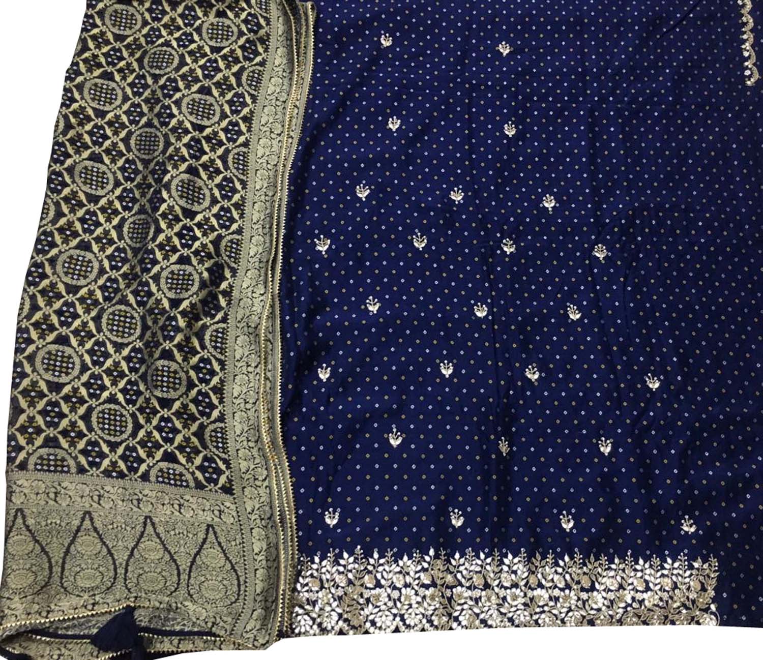 Blue Gota Patti Work Banarasi Dola Silk Suit - Luxurion World