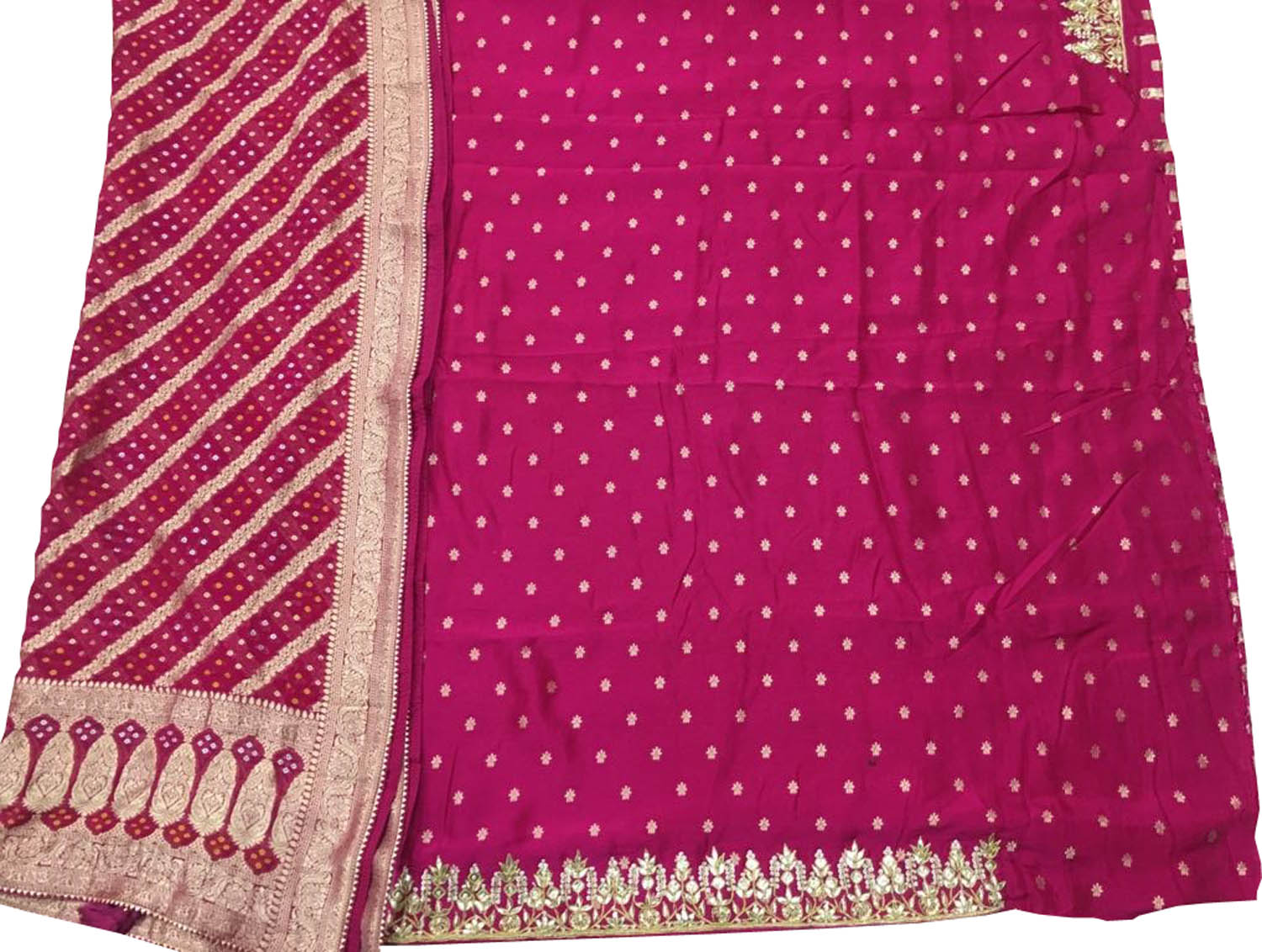 Pink Gota Patti Work Banarasi Dola Silk Suit - Luxurion World