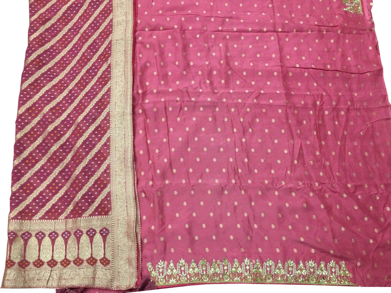 Pink Gota Patti Work Banarasi Dola Silk Suit - Luxurion World