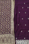 Purple Gota Patti Work Banarasi Dola Silk Suit - Luxurion World