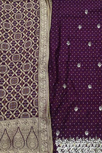 Purple Gota Patti Work Banarasi Dola Silk Suit - Luxurion World