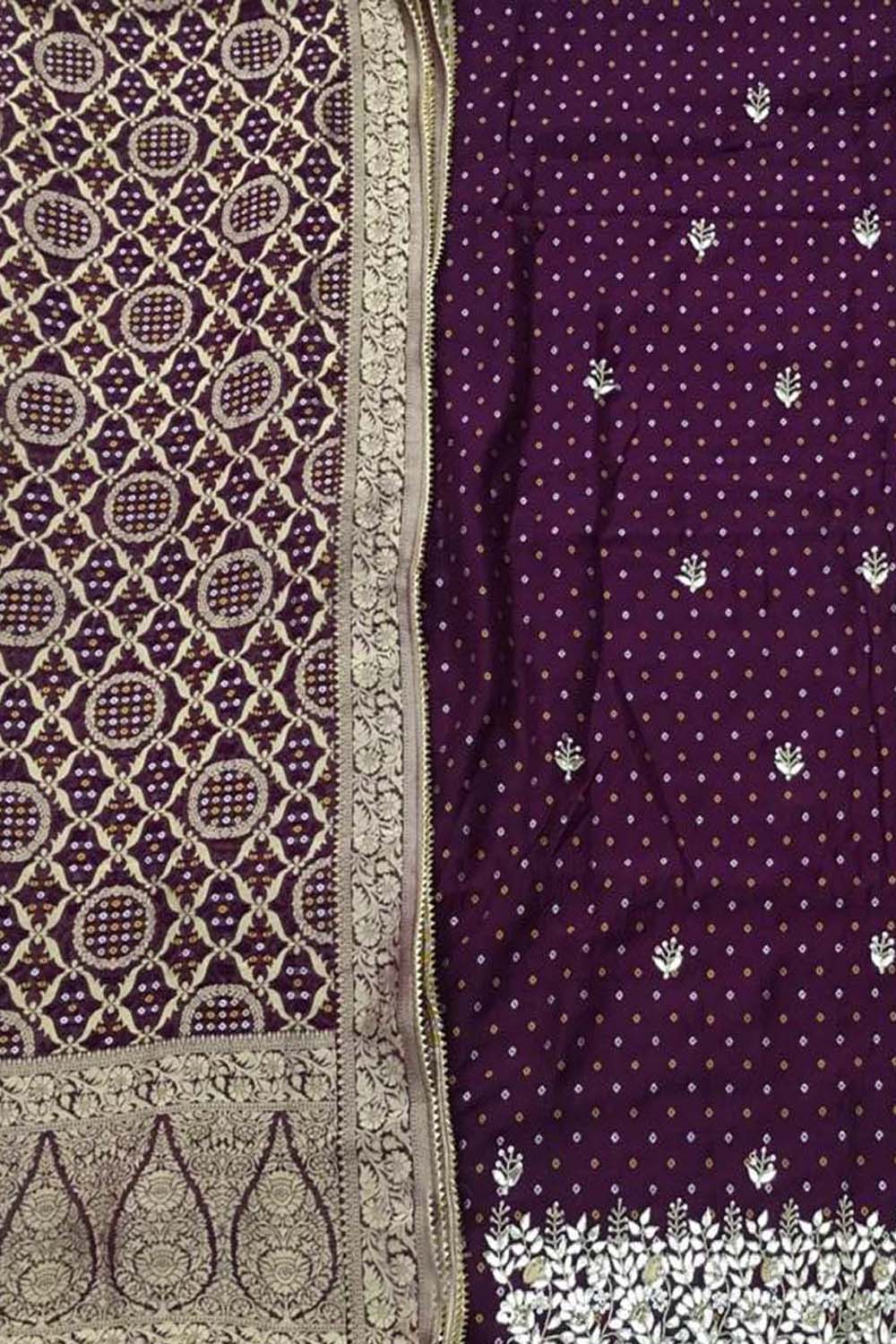 Purple Gota Patti Work Banarasi Dola Silk Suit - Luxurion World