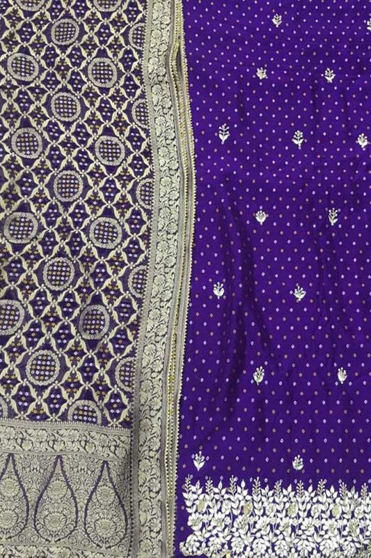 Purple Gota Patti Work Banarasi Dola Silk Suit - Luxurion World