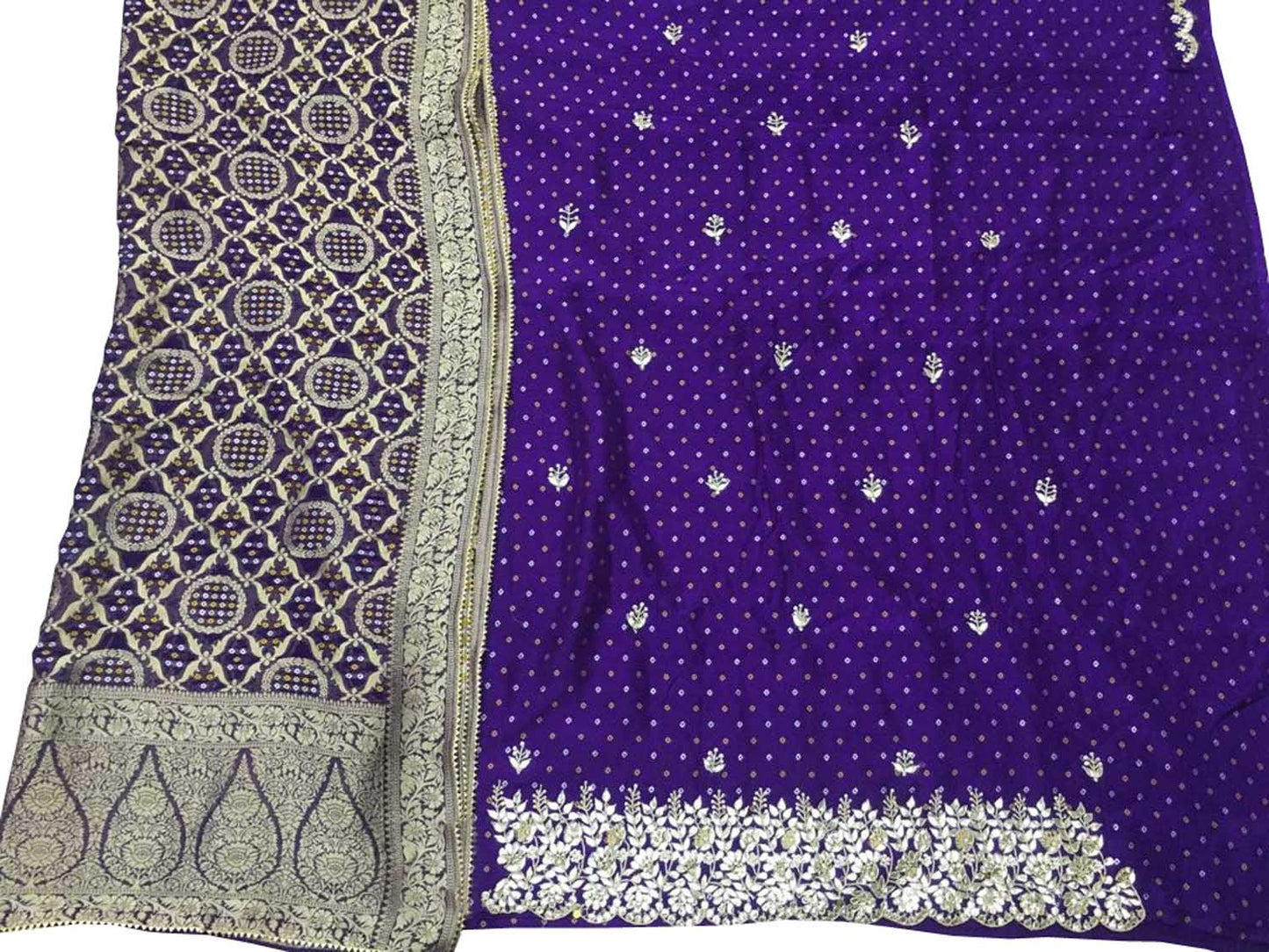 Purple Gota Patti Work Banarasi Dola Silk Suit - Luxurion World