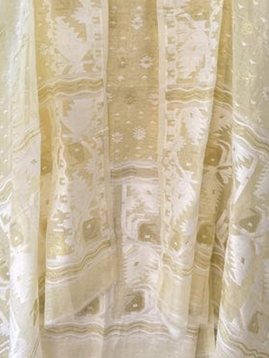Pastel Jamdani Cotton Silk Two Piece Unstitched Suit Set