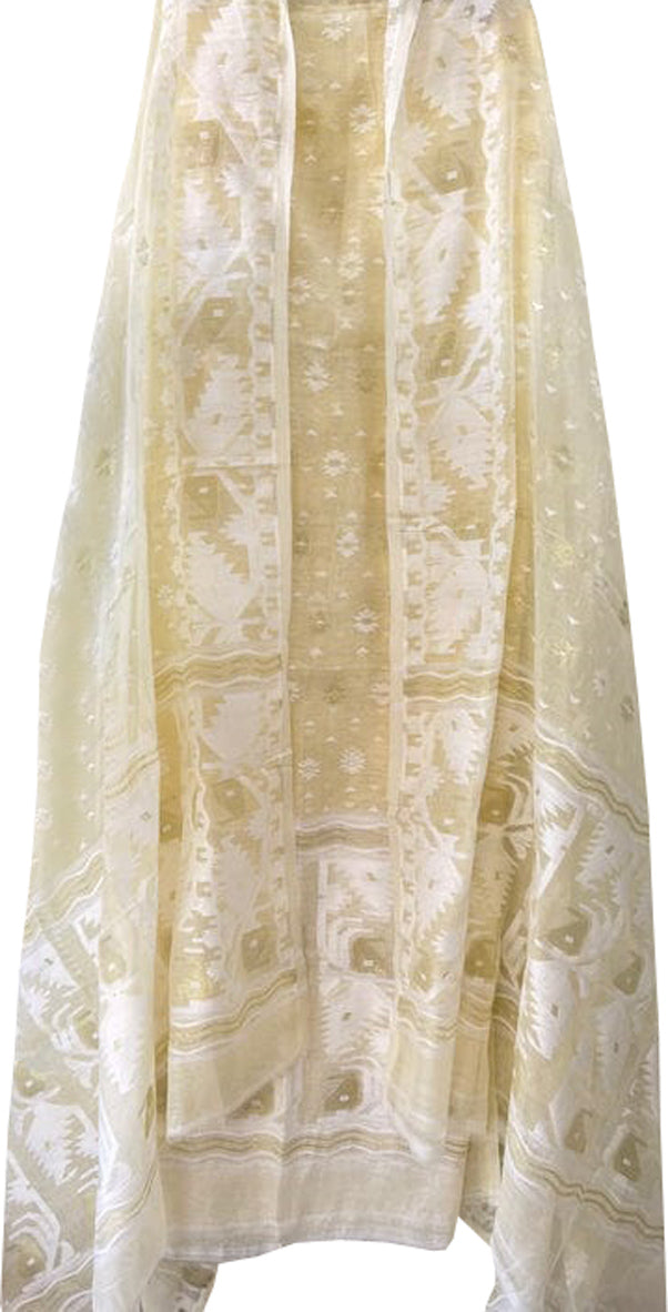 Pastel Jamdani Cotton Silk Two Piece Unstitched Suit Set - Luxurion World