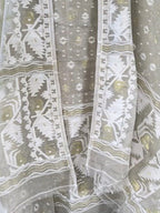 Grey Jamdani Cotton Silk Two Piece Unstitched Suit Set - Luxurion World