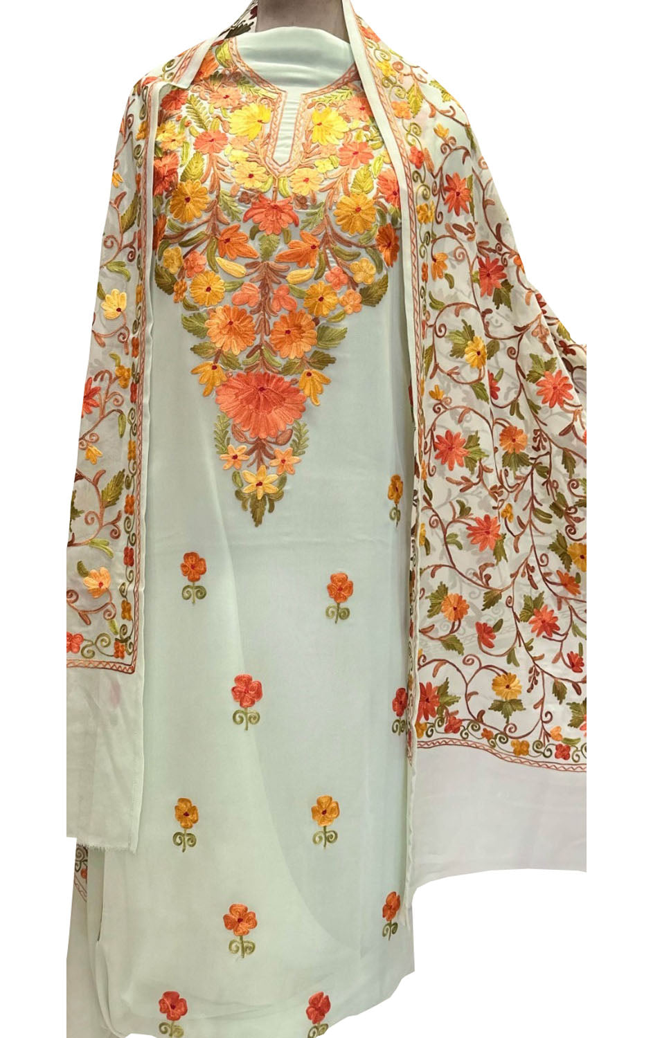 Custom made : Stitched Kashmiri Aari Embroidery Salwar Kameez 3 piece –  Shobitam