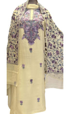 Pastel Kashmiri Aari Work Georgette Three Piece Unstitched Suit Set - Luxurion World