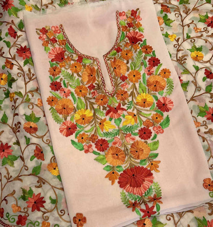 Elegant Pink Kashmiri Aari Work Georgette Suit Set - Luxurion World