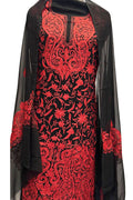 Elegant Black Kashmiri Aari Work Georgette Three Piece Suit - Luxurion World