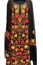 Elegant Black Kashmiri Aari Work Georgette Three Piece Suit - Luxurion World