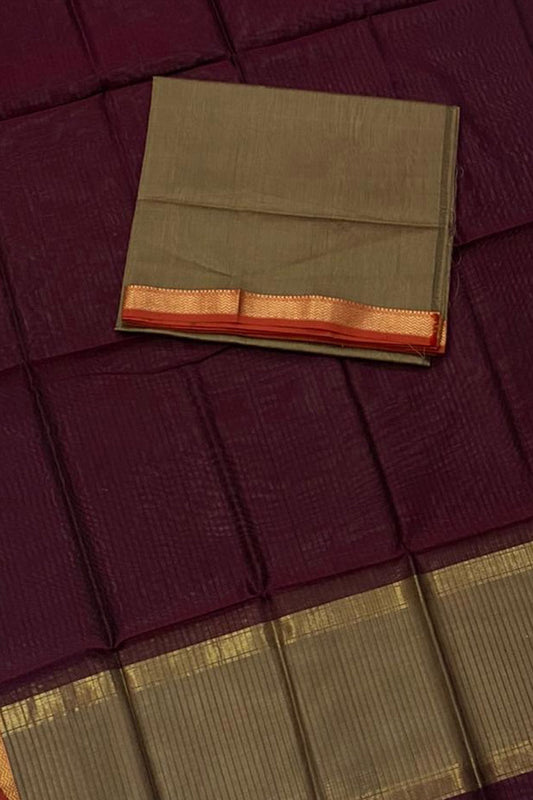 Maroon And Pastel Maheshwari Handloom Cotton Silk Two Piece Suit Set - Luxurion World