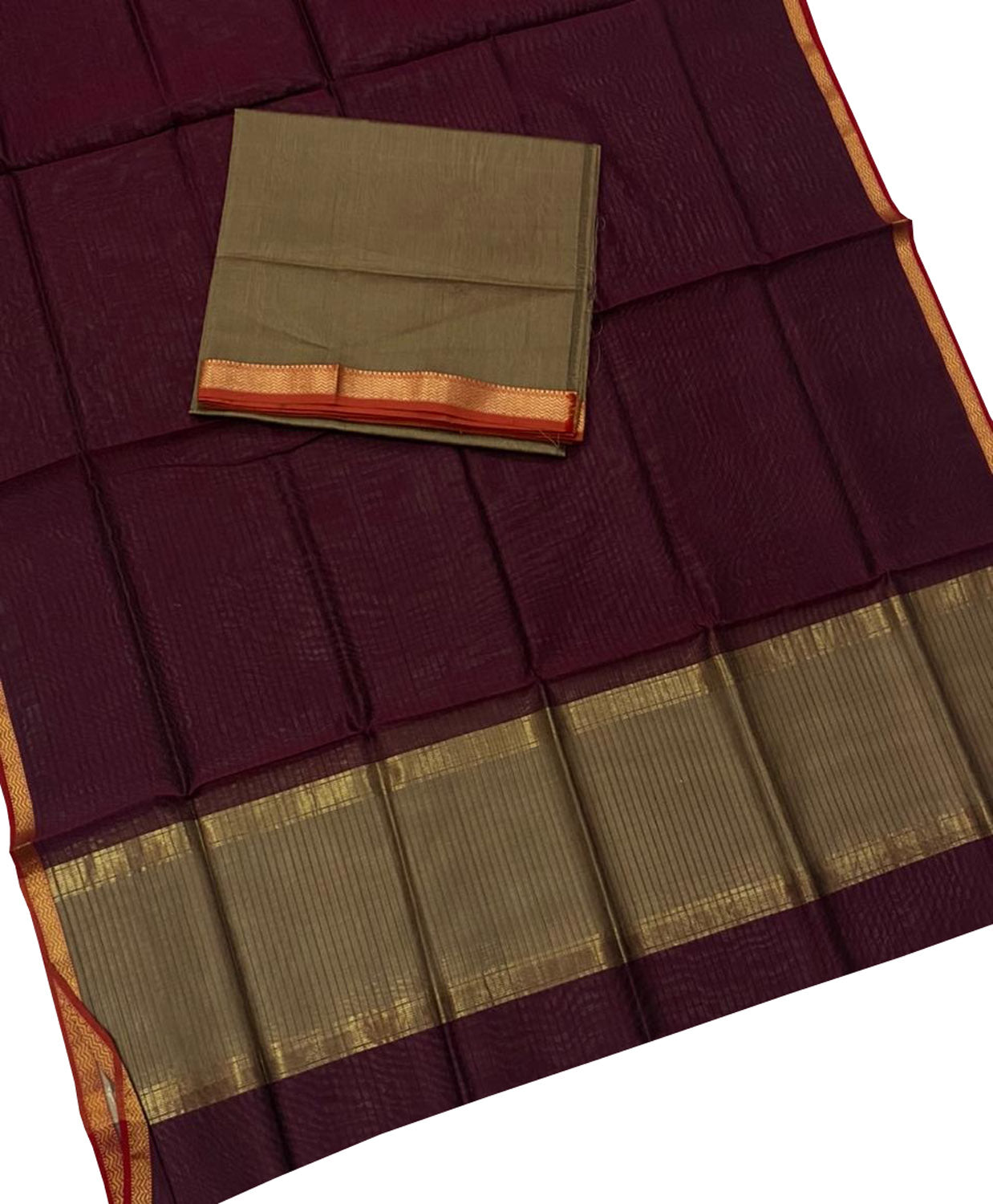 Maroon And Pastel Maheshwari Handloom Cotton Silk Two Piece Suit Set - Luxurion World
