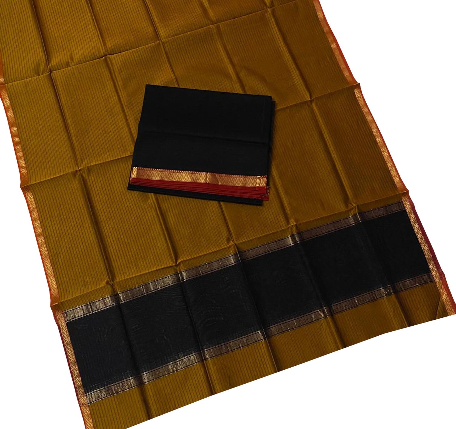 Pastel And Black Maheshwari Handloom Cotton Silk Two Piece Suit Set - Luxurion World