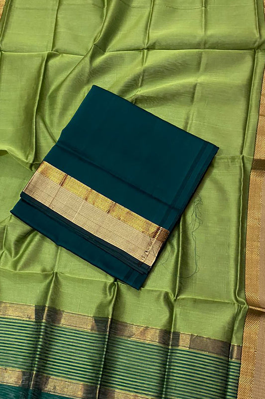 Get the Latest Green Maheshwari Handloom Cotton Silk Suit Set Online - Shop Now! - Luxurion World