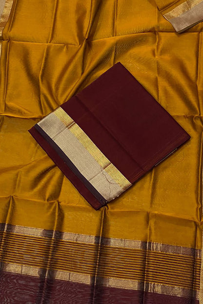 Get Stylish with Yellow Maheshwari Cotton Silk Suit Set - Handloom Two Piece