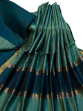 Green Maheshwari Silk Cotton Three Piece Unstitched Suit Set - Luxurion World