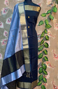 Blue Handloom Maheshwari Silk Cotton 2 Piece Unstitched Suit Set - Luxurion World