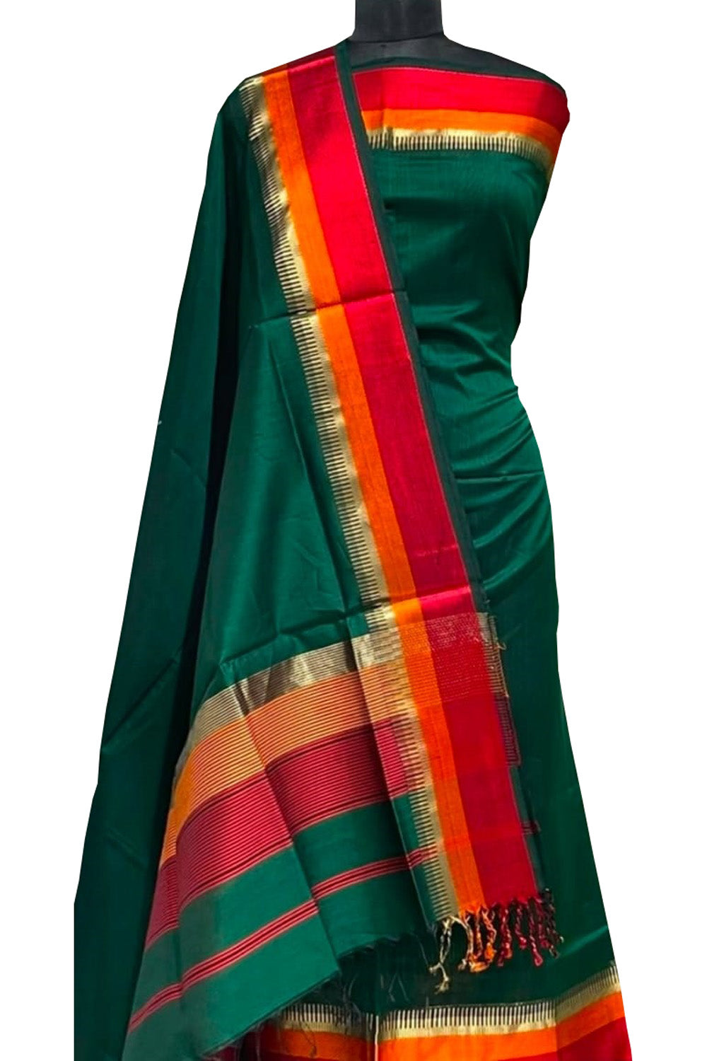 Elegant Green Maheshwari Cotton Silk Suit - Luxurion World