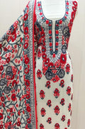 Multicolor Embroidered Phulkari Georgette Three Piece Unstitched Suit Set - Luxurion World