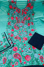 Stunning Blue Phulkari Georgette Suit Set with Hand Embroidery - Luxurion World